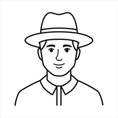 man with hat line art