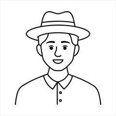 man with hat line art
