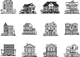 line art of house vector illustration