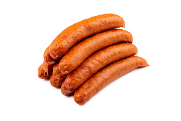 Polnische, Brühpolnische Wurst - leckere polnische Würstchen auf weißem Grund