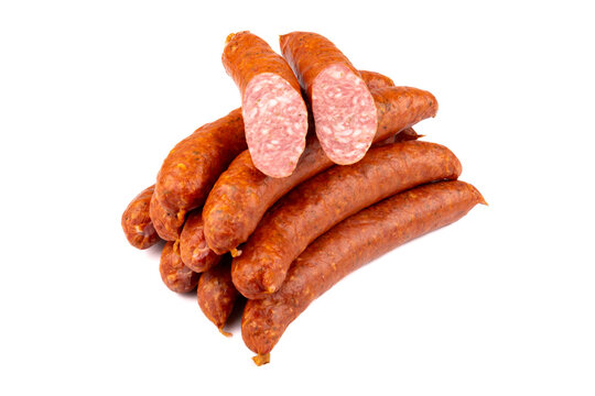 Kamenzer W&uuml;rstchen, Bratwurst - leckere Kamenzer W&uuml;rstchen auf wei&szlig;em Grund