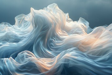 Fototapeta premium Abstract Flowing Fabric in Blue and White