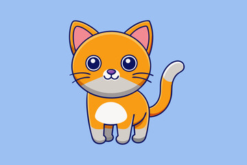 Cute Cat Vector Icon on White Background