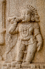 Beautiful sculpture or carving at Vittala temple, Hampi, Karnataka, India, Asia.