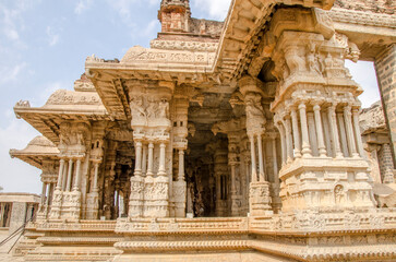 Fototapeta premium Vittala Temple complex, the delicate stone pillars was used to generate music, Hampi, Karnataka, India, Asia.