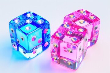 A pair of colorful dice sitting together