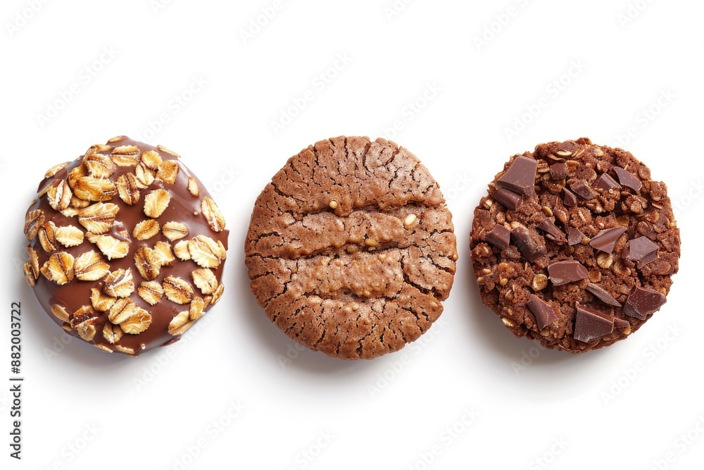 Poster a plate with three cookies arranged neatly