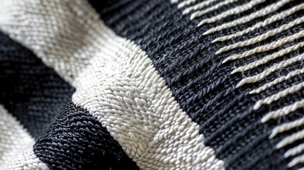 Discuss the bold statement of a high-contrast striped texture.