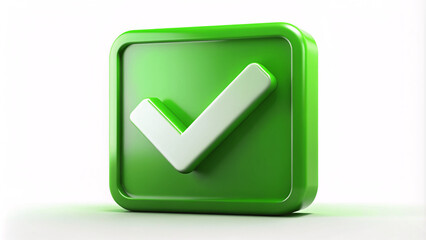 green check mark button illustration 3d render design