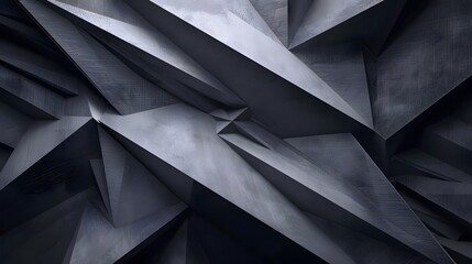 Full frame of abstract graphic 3d illustration of symmetrical repeating dark gray patterns of geometric shapes and lines with shadows. 