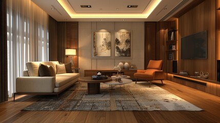 Fototapeta premium Discuss the importance of wall art and decorations in a living room.