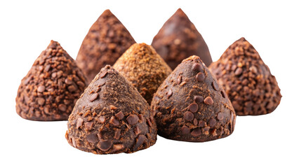 Pyramid shaped truffle pieces isolated on a transparent background