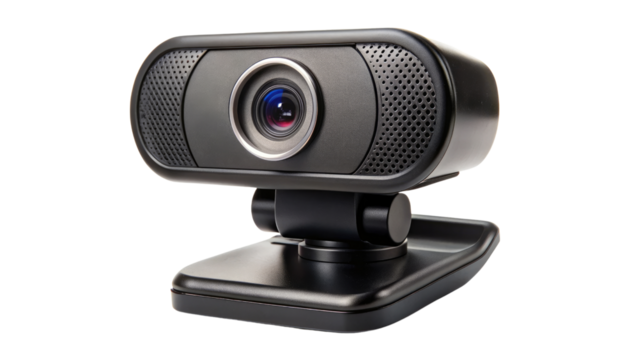 Webcam in black isolated on a transparent background