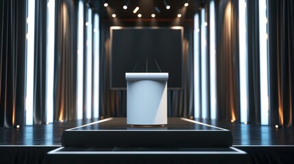 Explain the benefits of using a podium in virtual or hybrid events.