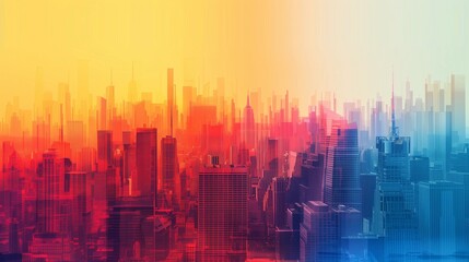 Fototapeta premium abstract city skyline, abstract city background, sunset over the city