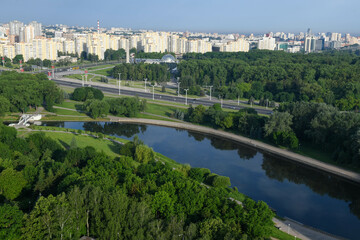 Aerial view of the cityscape at Minsk in Belarus