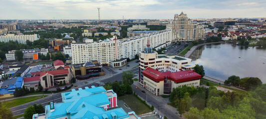 Aerial view of the cityscape at Minsk in Belarus