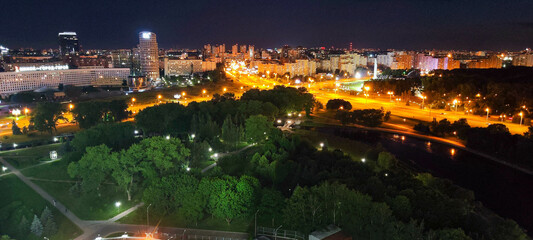 Aerial view of the cityscape at Minsk in Belarus