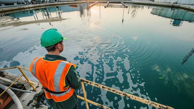 Environmental engineer designing a water treatment system, sustainable environmental systems