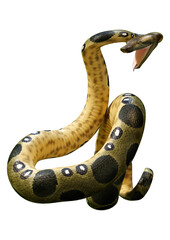 Naklejka premium 3D Rendering Green Anaconda on White