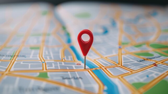 Manager monitoring vehicle locations and drop points on travel map, transportation logistics with copy space, focus on all objects, deep depth of field.