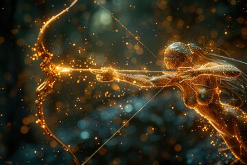 Artistic representation of the Sagittarius zodiac symbol blended seamlessly with a cosmic intergalactic background