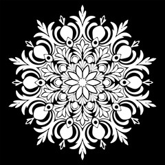 black and white floral ornament ,mandala pattern decorative .