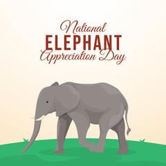 National Elephant Appreciation Day vector design template good for celebration usage. Elephant Appreciation Day design. flat design. eps 10.