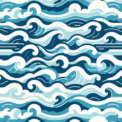 ocean waves seamless pattern in flat design style