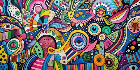 Abstract Watercolor  with Organic Shapes, Circles and Patterns ,  Abstract Art , Colorful Art , Digital Art