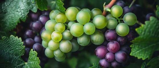 A bunch of ripe grapes, Illustrations, copy space for text,  - Generative AI
