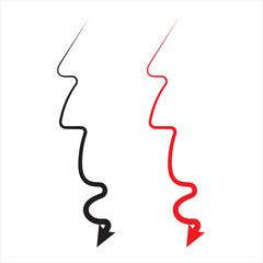 Red and black arrow curved graph falling down side direction white background png file type. EPS 10/AI