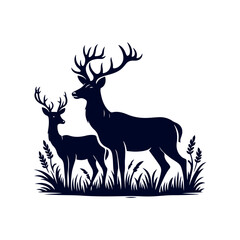 Vector Deer silhouette design illustration template