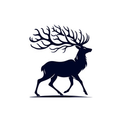 Vector Deer silhouette design illustration template