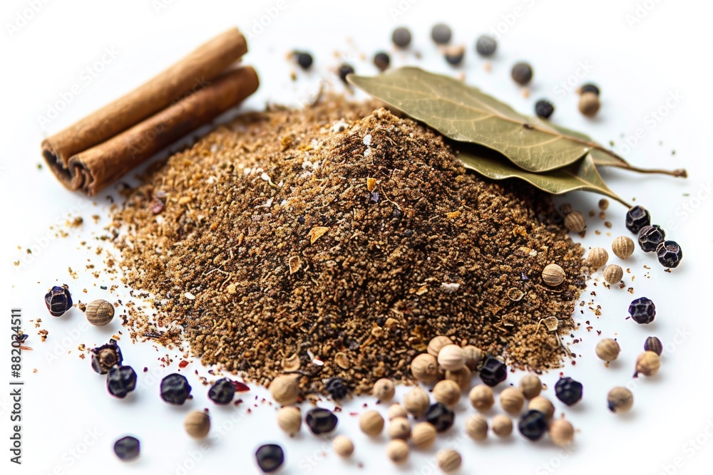 Poster a collection of spices placed next to cinnamon sticks for use in cooking or baking