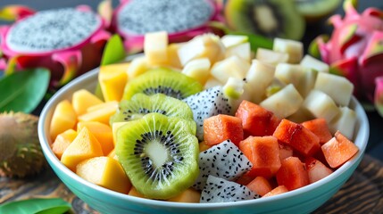 Bowl of mixed exotic fruits