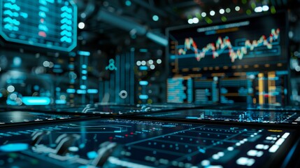 Futuristic Control Room with Monitors