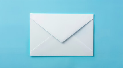 Minimalist white envelope on a bright blue background, perfect for office, mail, correspondence, or stationery themed designs.