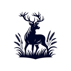 Vector Deer silhouette design illustration template