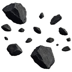 Flying asteroids cut out 