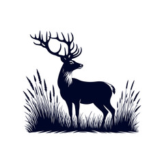 Vector Deer silhouette design illustration template