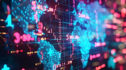 Digital World Map with Financial Data