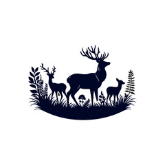 Vector Deer silhouette design illustration template