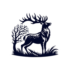 Vector Deer silhouette design illustration template