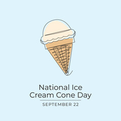 National Ice Cream Cone Day vector design template good for celebration usage. Ice Cream Cone Day design. Continuous line drawing. eps 10.