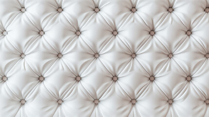 Fototapeta premium Elegant white leather tufted upholstery pattern with soft folds and buttons, perfect for luxury backgrounds, textures, and interior design concepts.