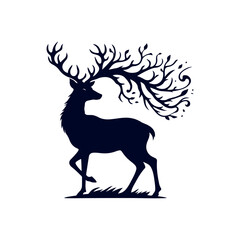 Vector Deer silhouette design illustration template