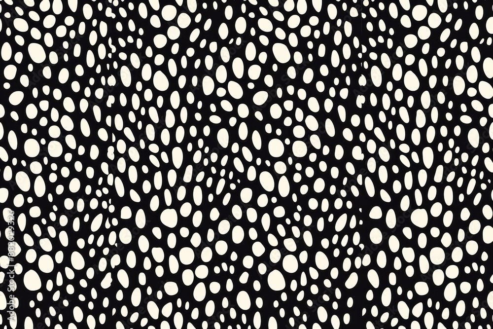 Poster abstract black and white dot pattern background with irregular oval shapes, creating a dynamic, mode