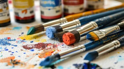 Vibrant Macro Shot of Colorful Art Supplies Illuminated by Natural Light on a White Surface for Creative Educational Design