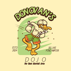 Duck Mma Vintage And Retro Mascot Illustration